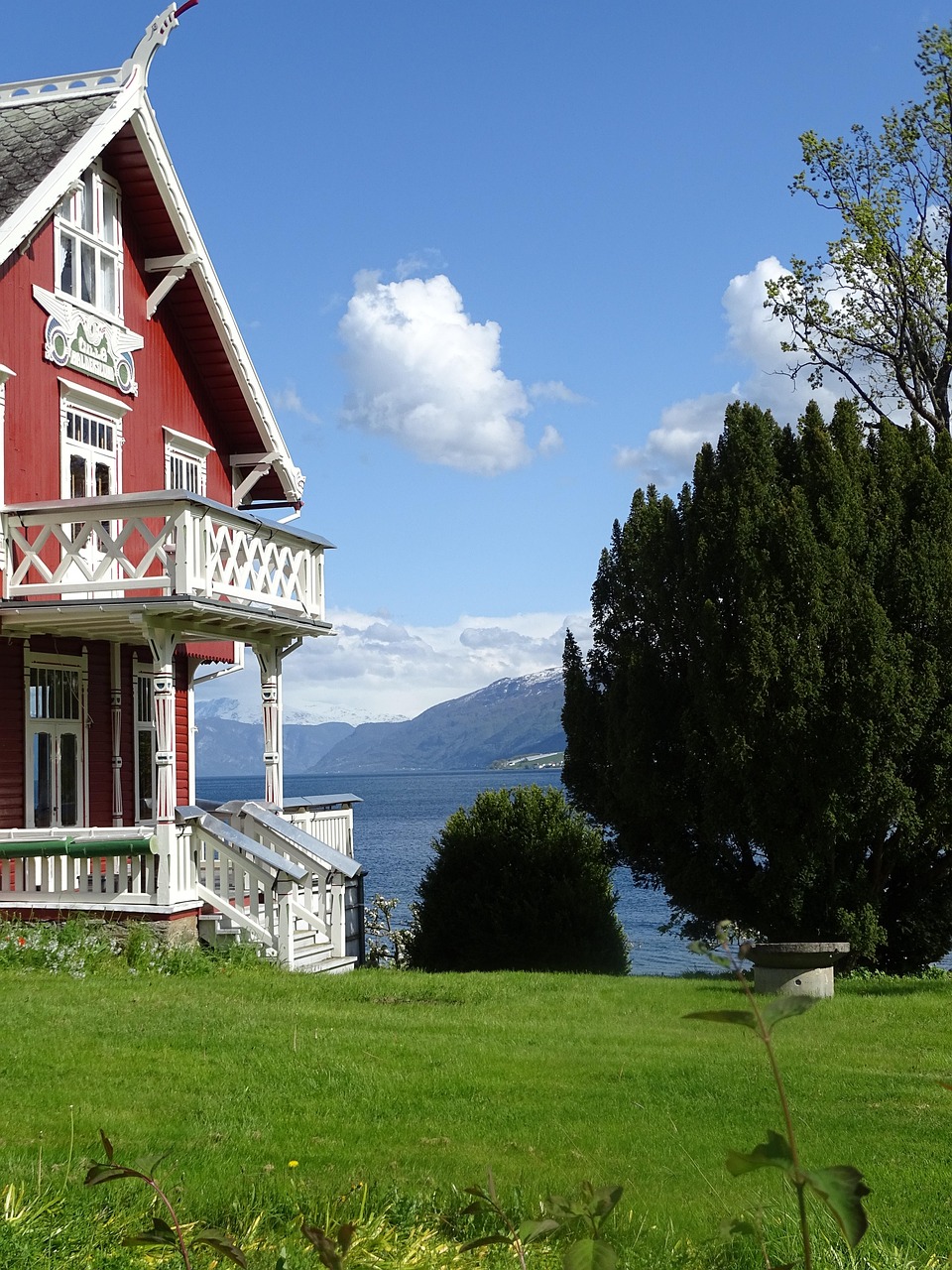 norway, scandinavia, building, summer, landscape, to travel, house, nature, haus am see, mountains, park